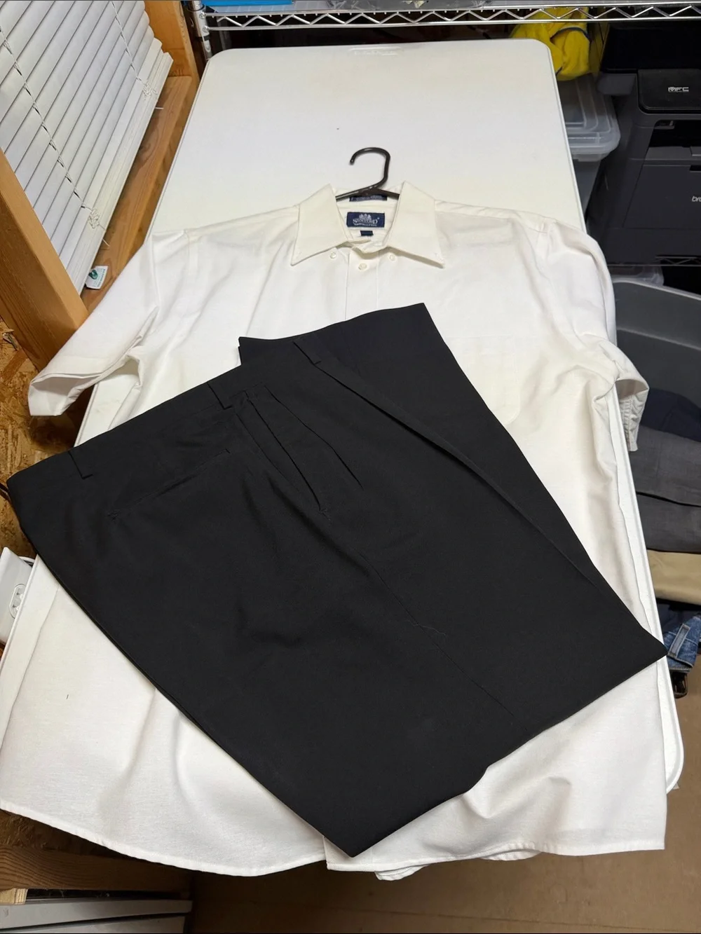 Stafford (16.5) White Shirt l/Hart Schaffner Marx Black Dress Pants(38/29)#100